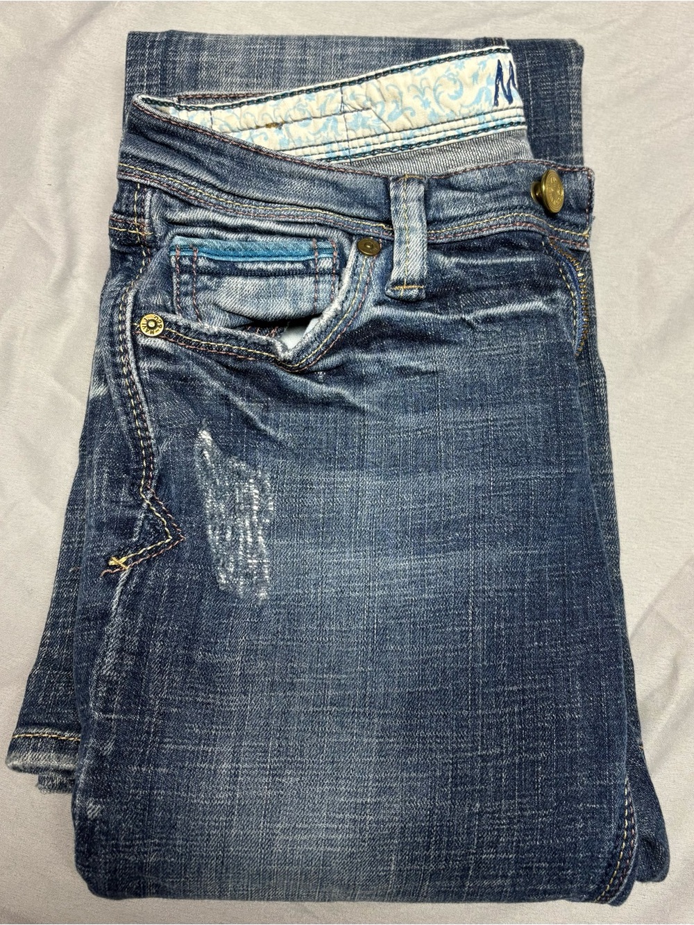 Mavi Women's Blue Boot Cut Jeans with Subtle Distressing - Picture 5 of 5